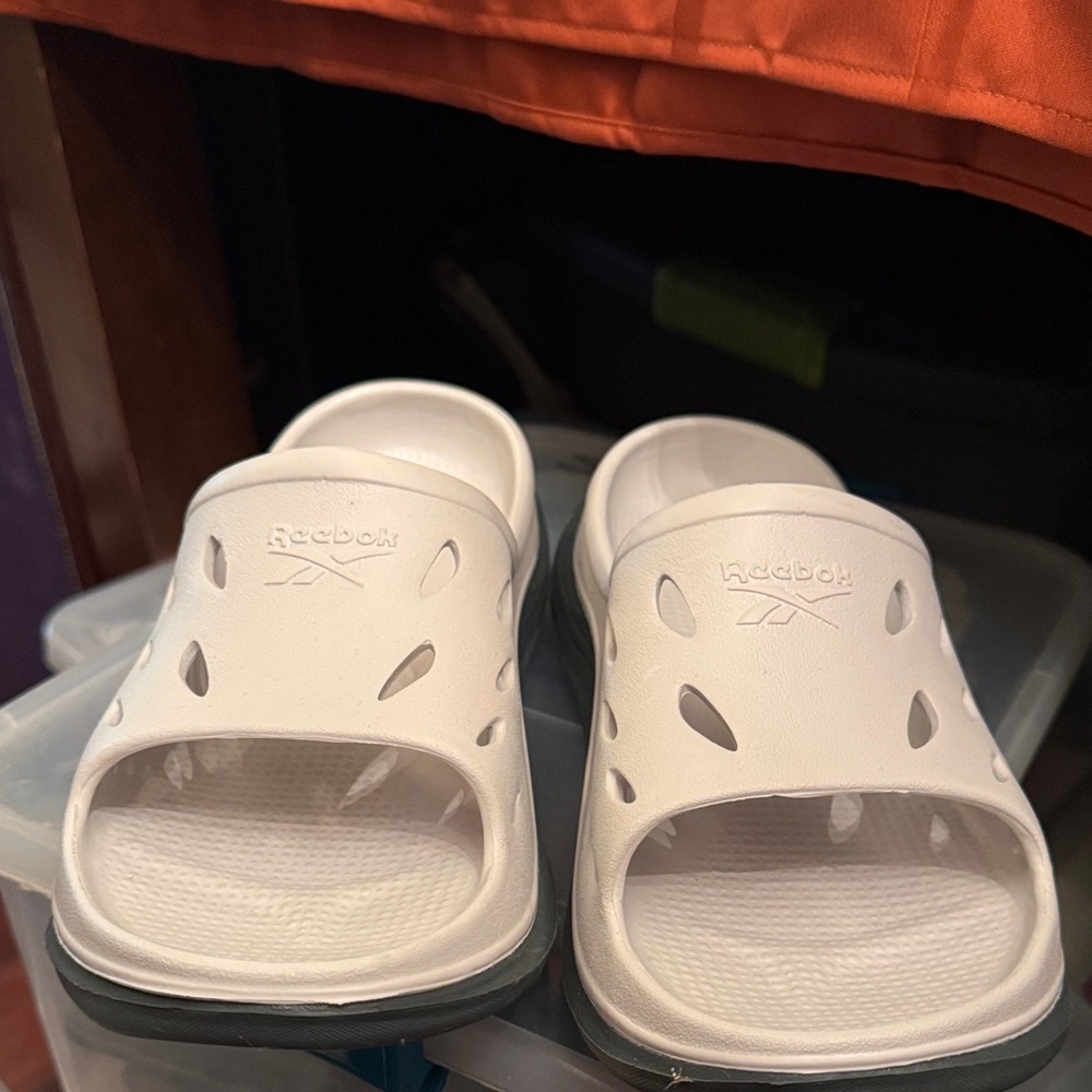 Reebok White Slide Sandals